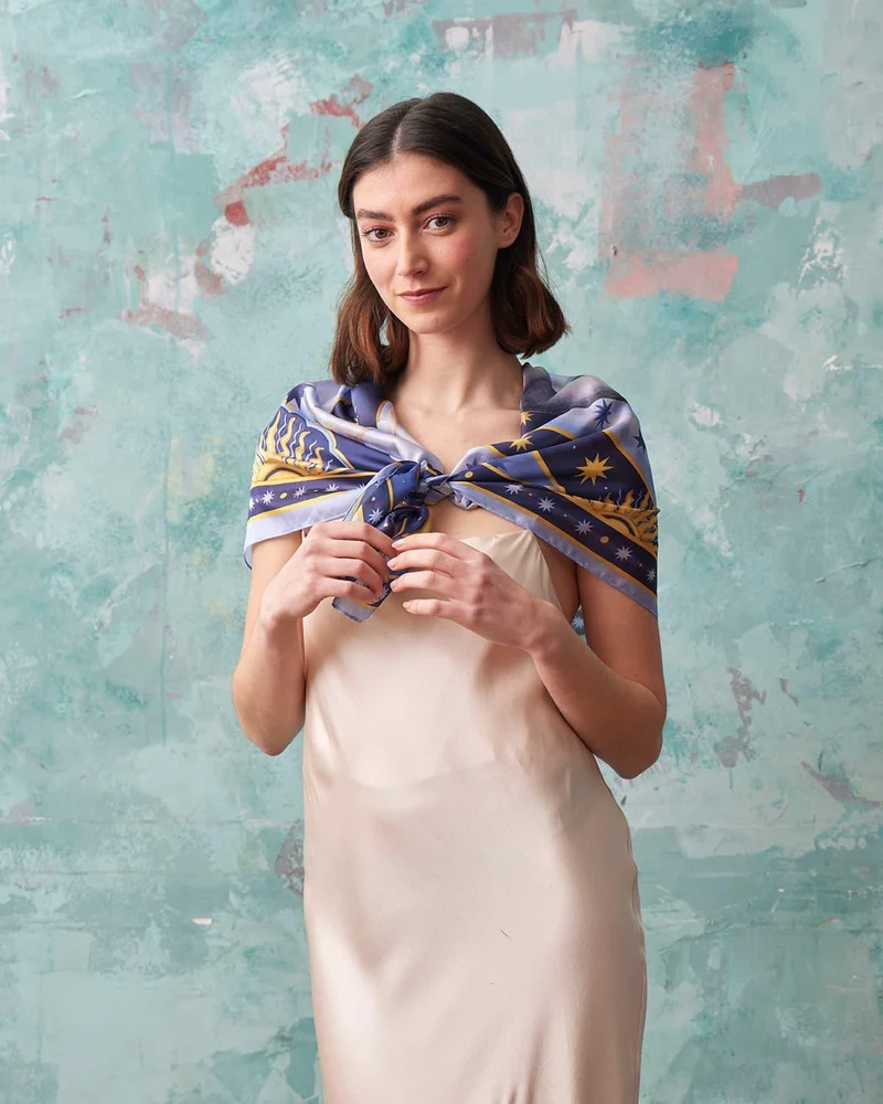 Catherine Rowe Pet Portraits Whippet Square Scarf in Blue