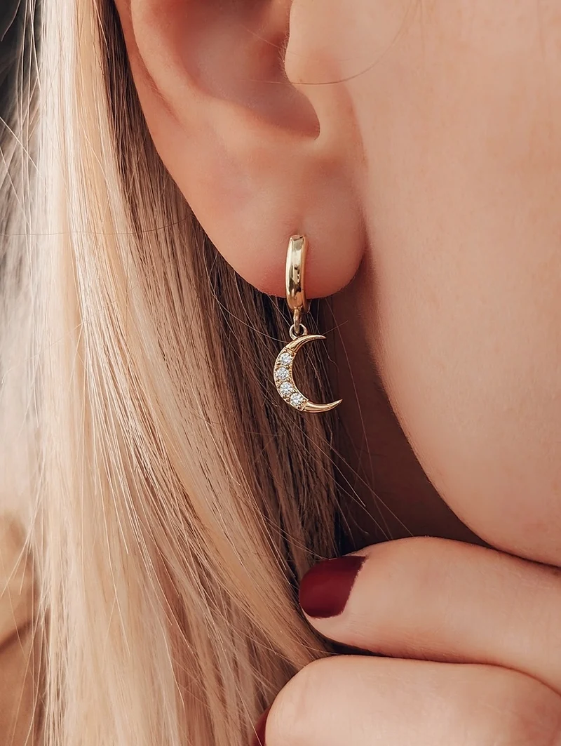 Mond Hoop Ohrring Set