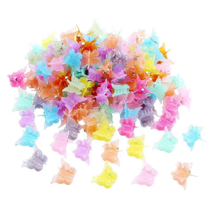 Schmetterlings-Haarspangen – 100er Pack Mini Jelly Pastellfarben