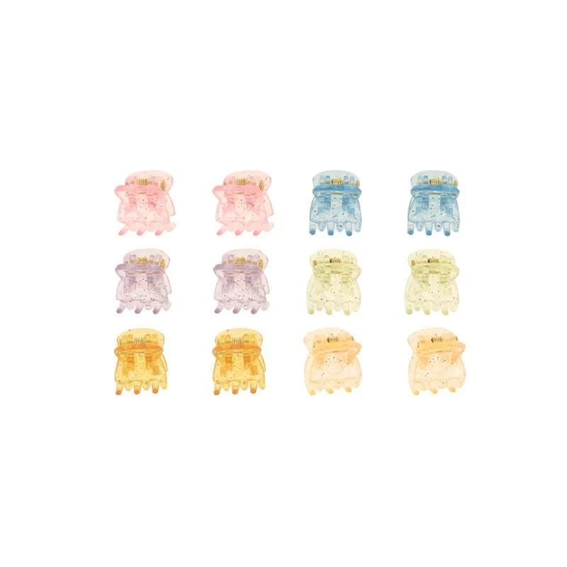 Mini-Haarspange – Glitzer – 12er Pack in Pastellfarben