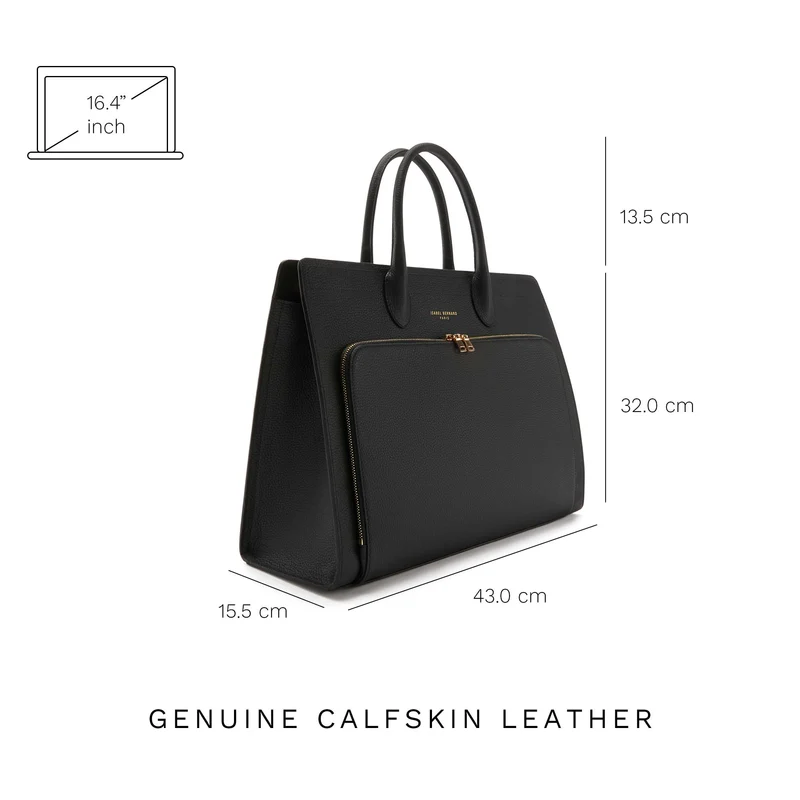 Isabel Bernard Honoré Nadine Schwarze Leder Handtasche aus Kalbsleder IB25032