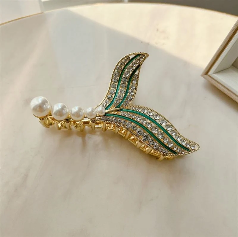 Haarspange – SOHO Aqua goldfarben Strass Meerjungfrau-Design