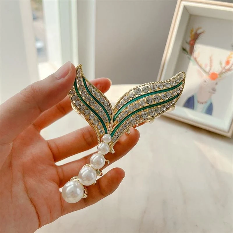 Haarspange – SOHO Aqua goldfarben Strass Meerjungfrau-Design