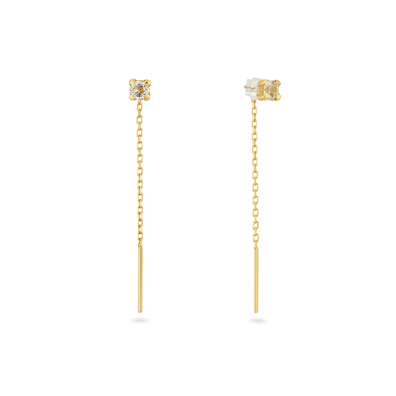 Jackie Gold Van Gogh 14 Karat Gold White Topaz Threater Studs JKE25.567