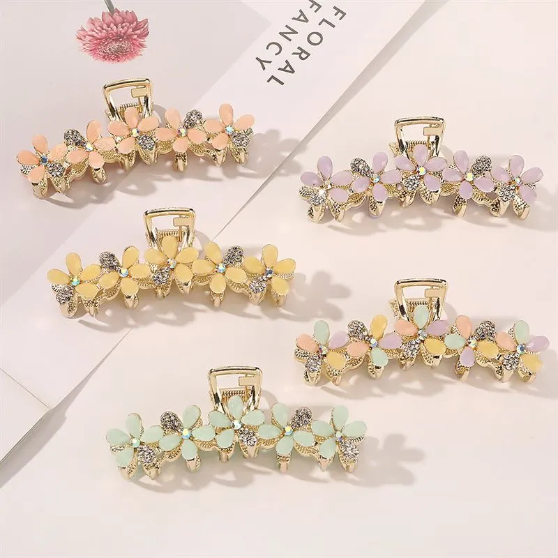 Haarspange SOHO May – goldfarben mit Pastellblumen