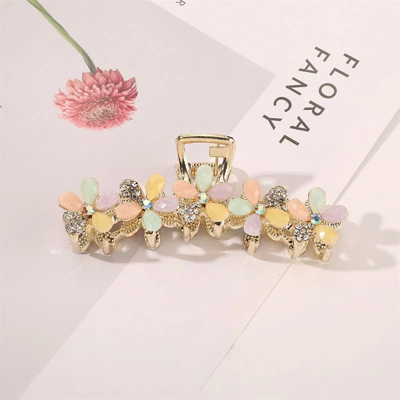 Haarspange SOHO May – goldfarben mit Pastellblumen