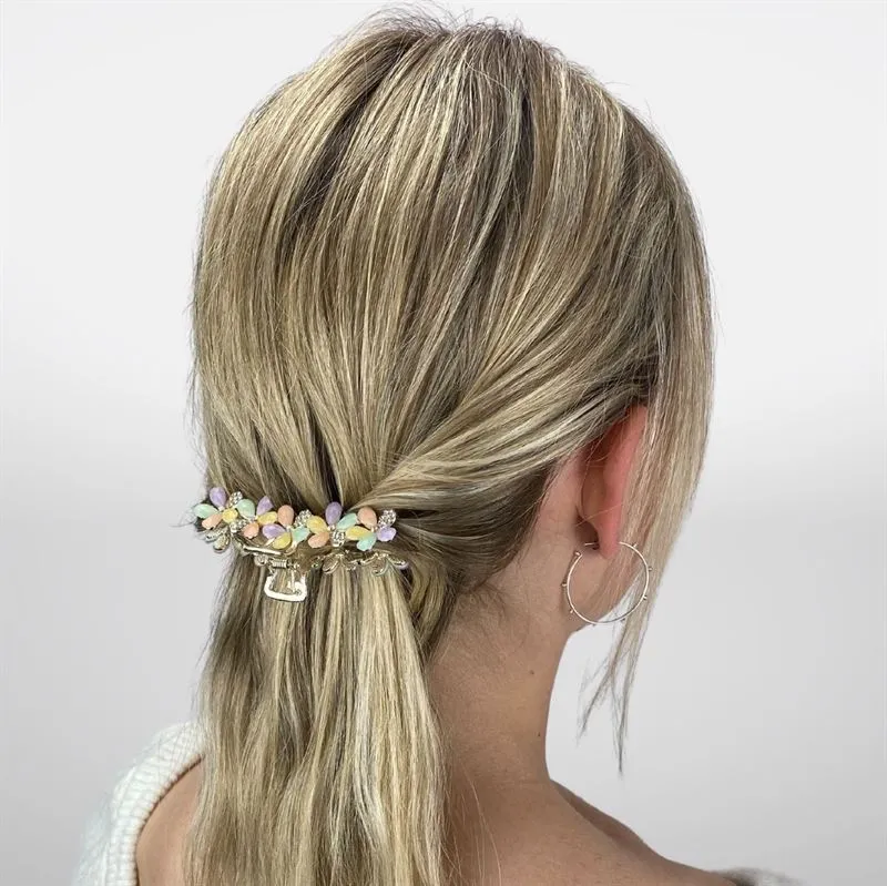 Haarspange SOHO May – goldfarben mit Pastellblumen