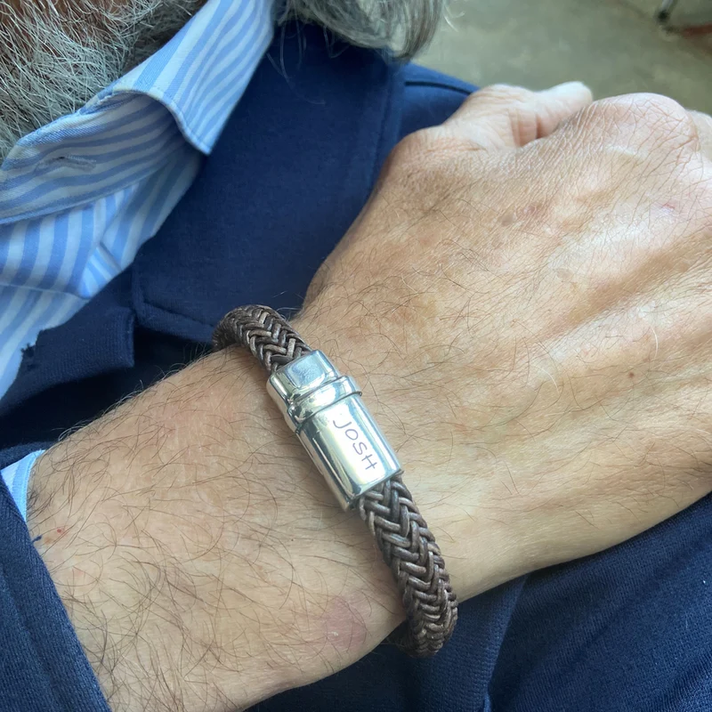 Josh Brown Natural Stone Bracelet 09332SL/BRWN/MED