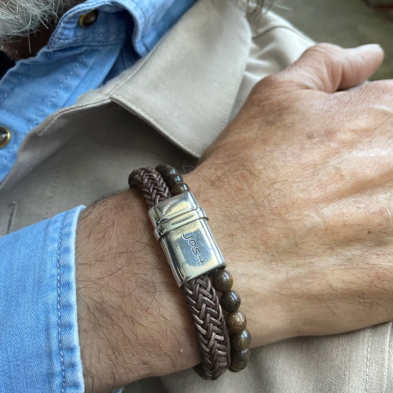Josh Brown Natural Stone Bracelet 09333SL/BRWN/LRG