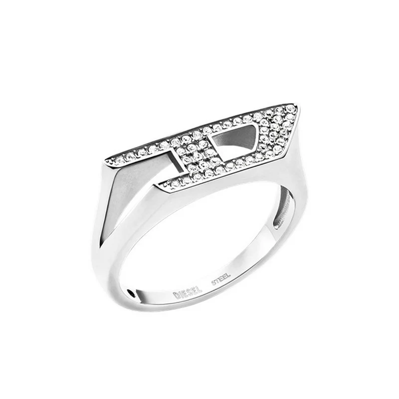 Diesel D Logo Silver Stainless Steel Ring DX16290407