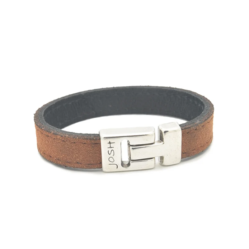Josh Cognac Leather Bracelet 25037SL/CGNC/LME