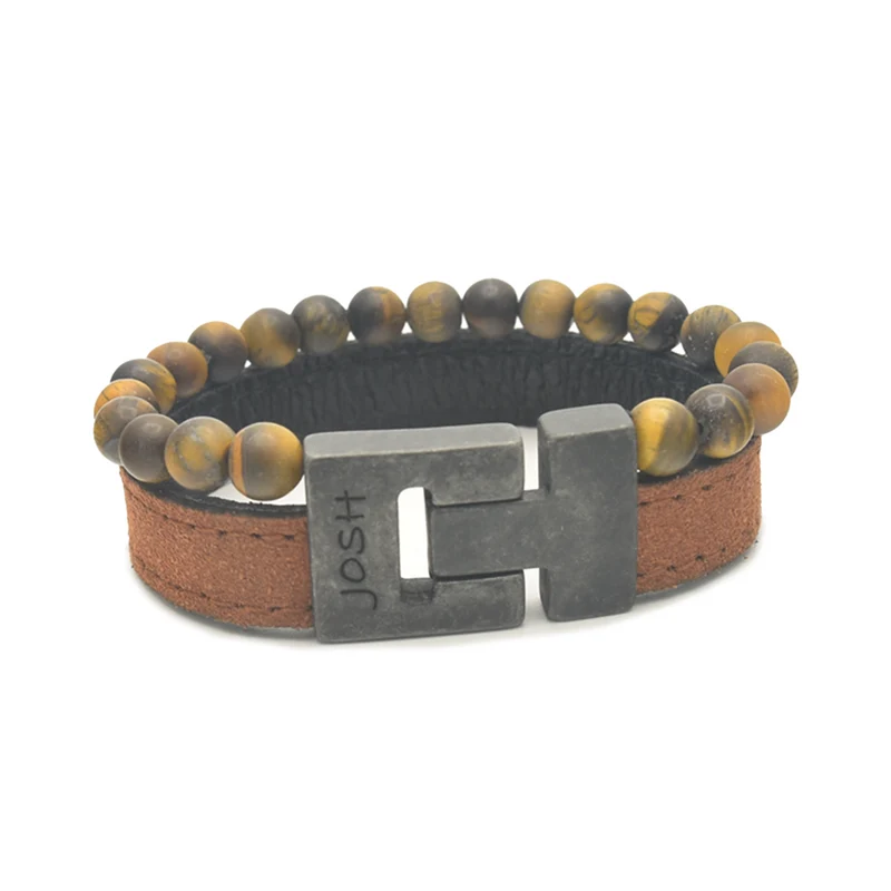 Josh Cognac Natural Stone Bracelet 25039VB/CGNC/LME