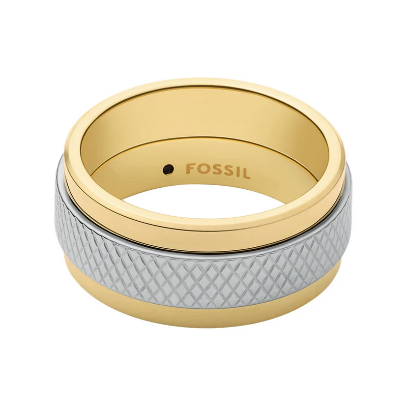 Fossil Knox Silver and Gold Stainless Steel Ring JF049179989