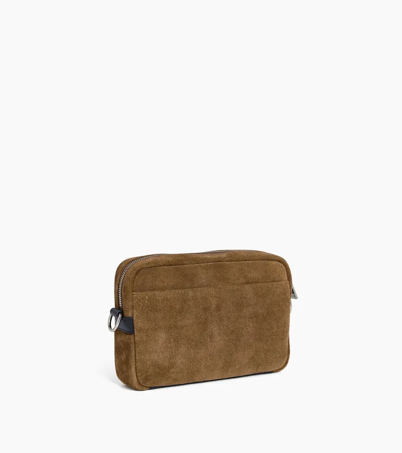 Petit sacoche Emile en cuir refente de velours embossé