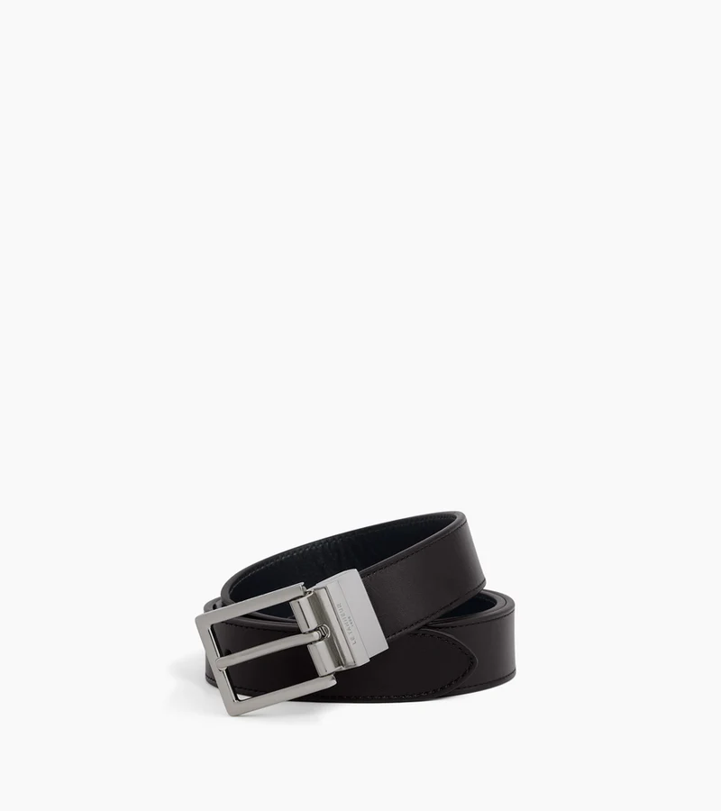 Ceinture réversible homme avec boucle rectangle en cuir lisse