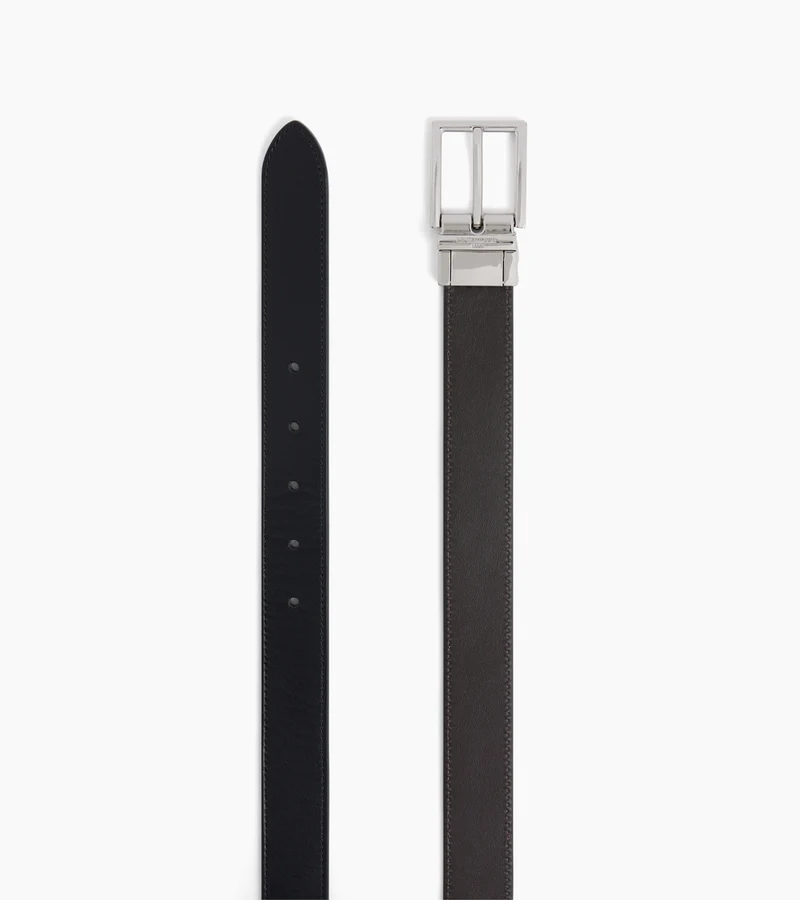 Ceinture réversible homme avec boucle rectangle en cuir lisse