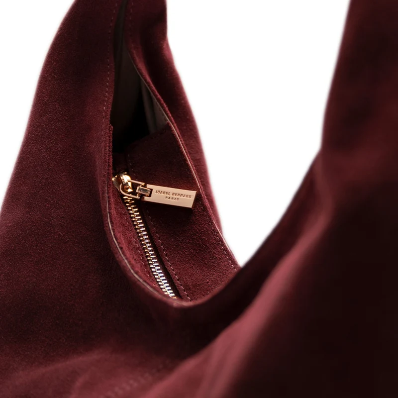Isabel Bernard Honoré Grace bordeauxrote Wildleder-Schultertasche IB25093-152