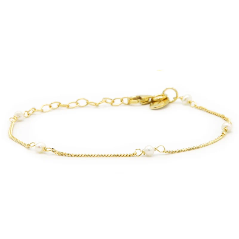 Karma 925 Sterling Silber Goldfarbene Tiny Pearls Armband 94126GP (Länge: 16.50 - 19.00 cm)