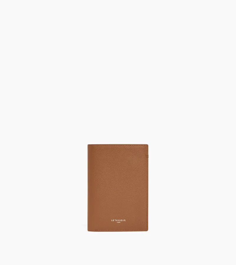 Portefeuille vertical moyen modèle zippé 2 volets Lucien en cuir grainé