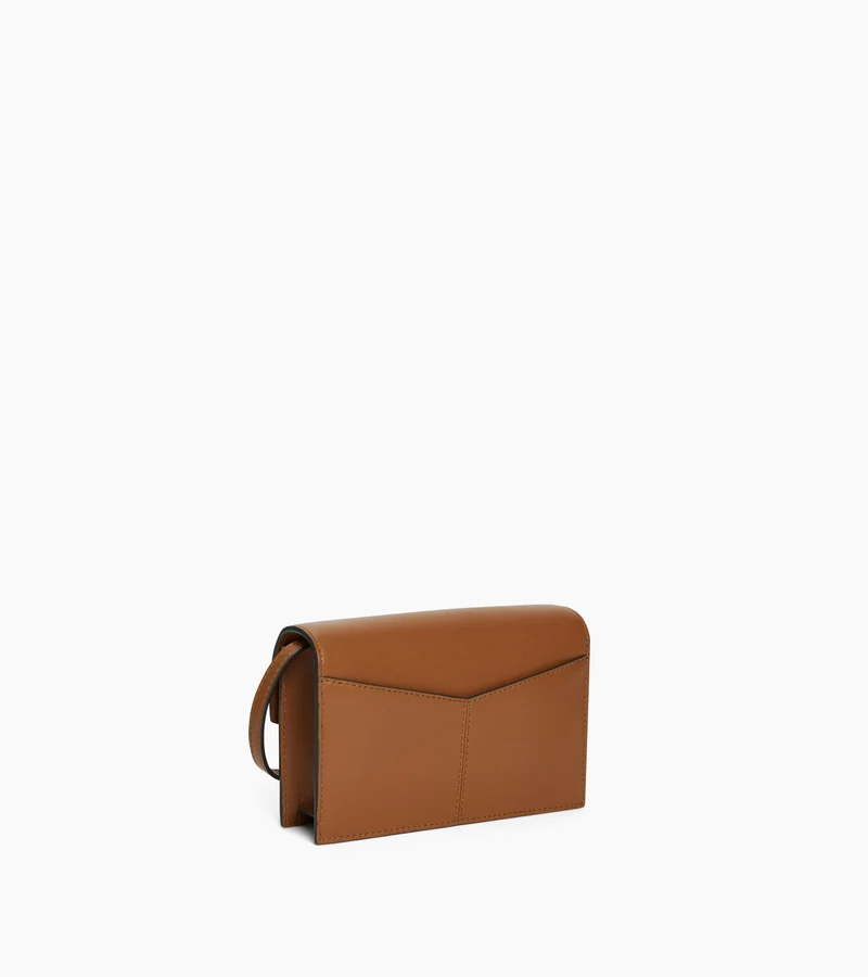 Sac pochette avec bandoulière en cuir lisse