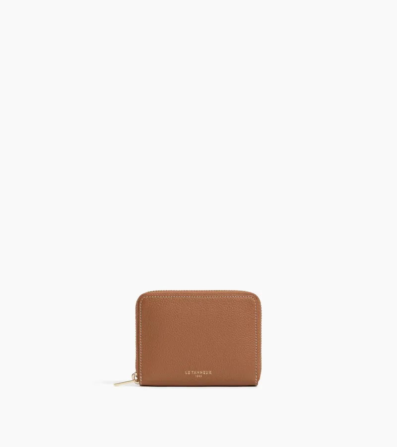 Porte monnaie zippé avec porte cartes amovible Albertine en cuir grainé