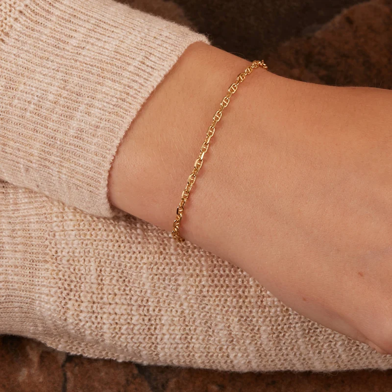 Karma 925 Sterling Silber Goldfarbene Chain Armband 94128GP (Länge: 16.50 - 19.00 cm)