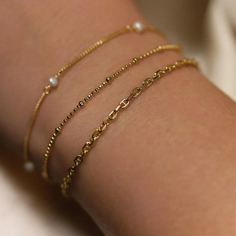 Karma 925 Sterling Silber Goldfarbene Chain Armband 94128GP (Länge: 16.50 - 19.00 cm)