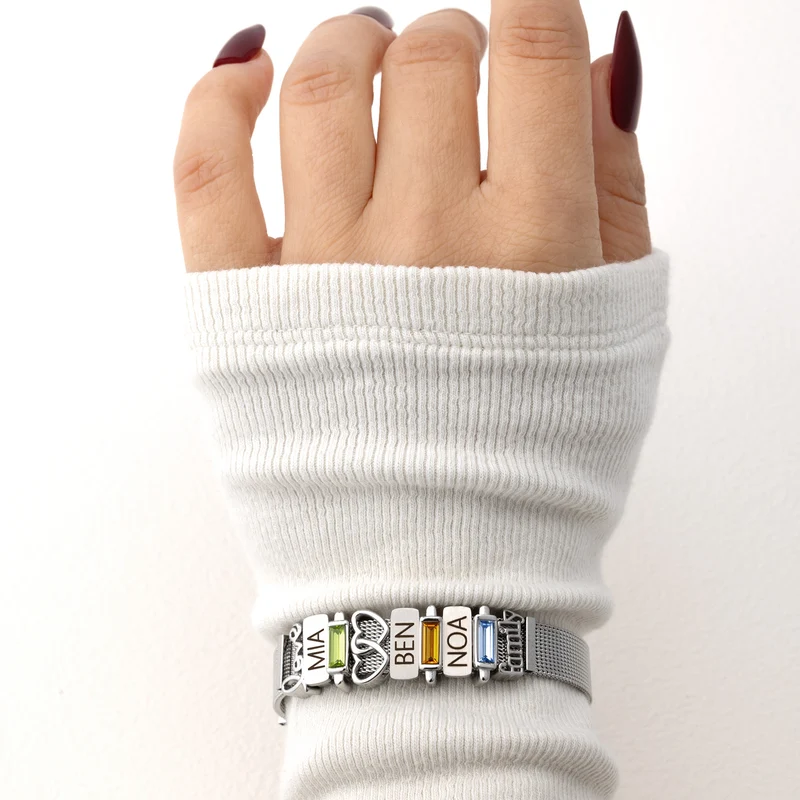 Mesh charm birthstones gold