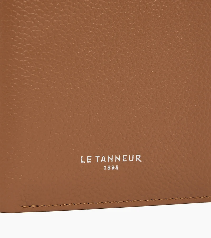 Petit portefeuille vertical zippé Lucien en cuir grainé