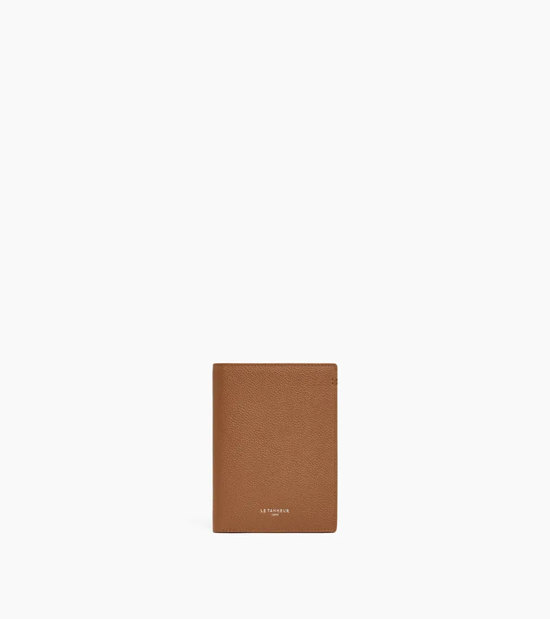 Grand portefeuille vertical zippé Lucien en cuir grainé