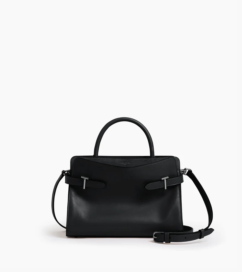 Sac à main moyen modèle Emie en cuir lisse et refente de velours