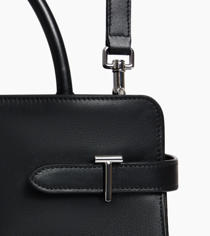 Sac à main moyen modèle Emie en cuir lisse et refente de velours