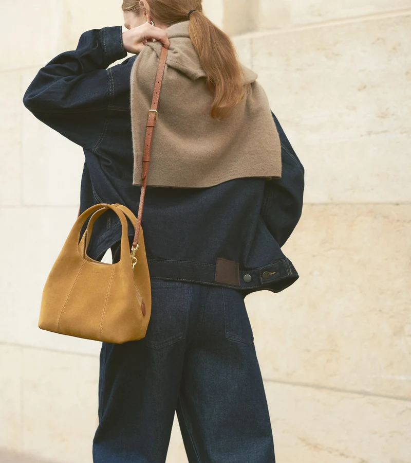 Petit sac à main Juliette en cuir refente de velours