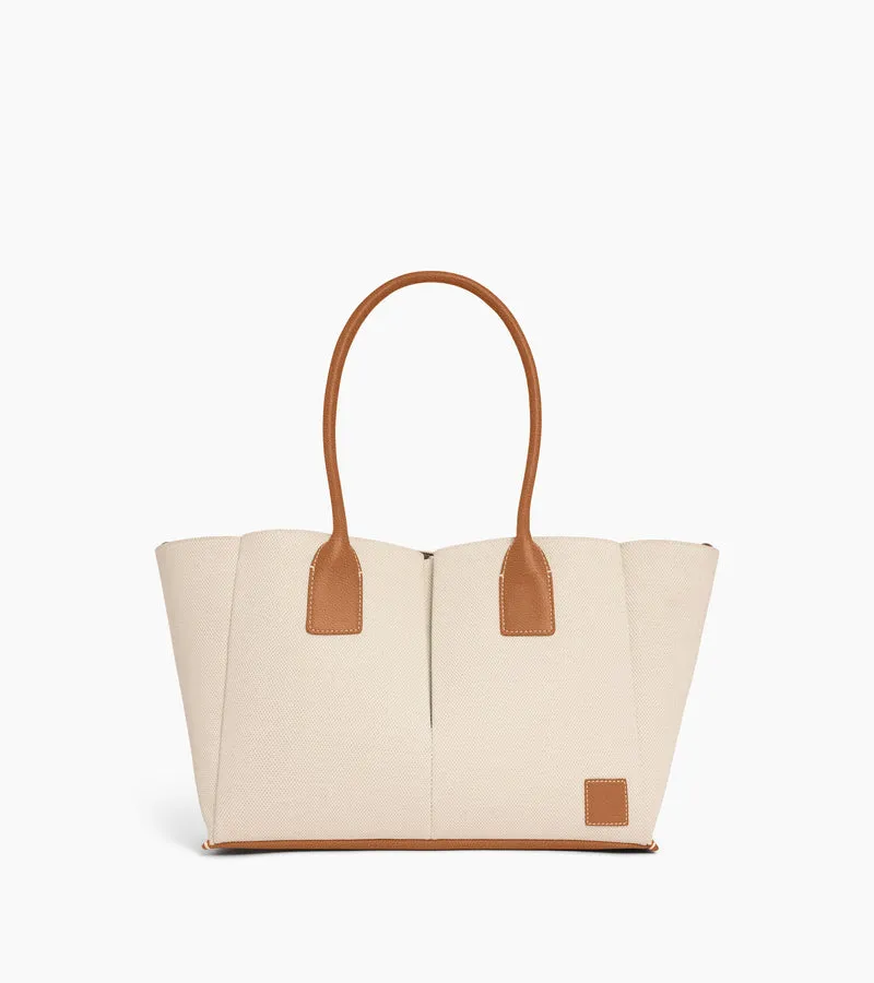 Grand sac cabas Elena en toile coton et cuir grainé