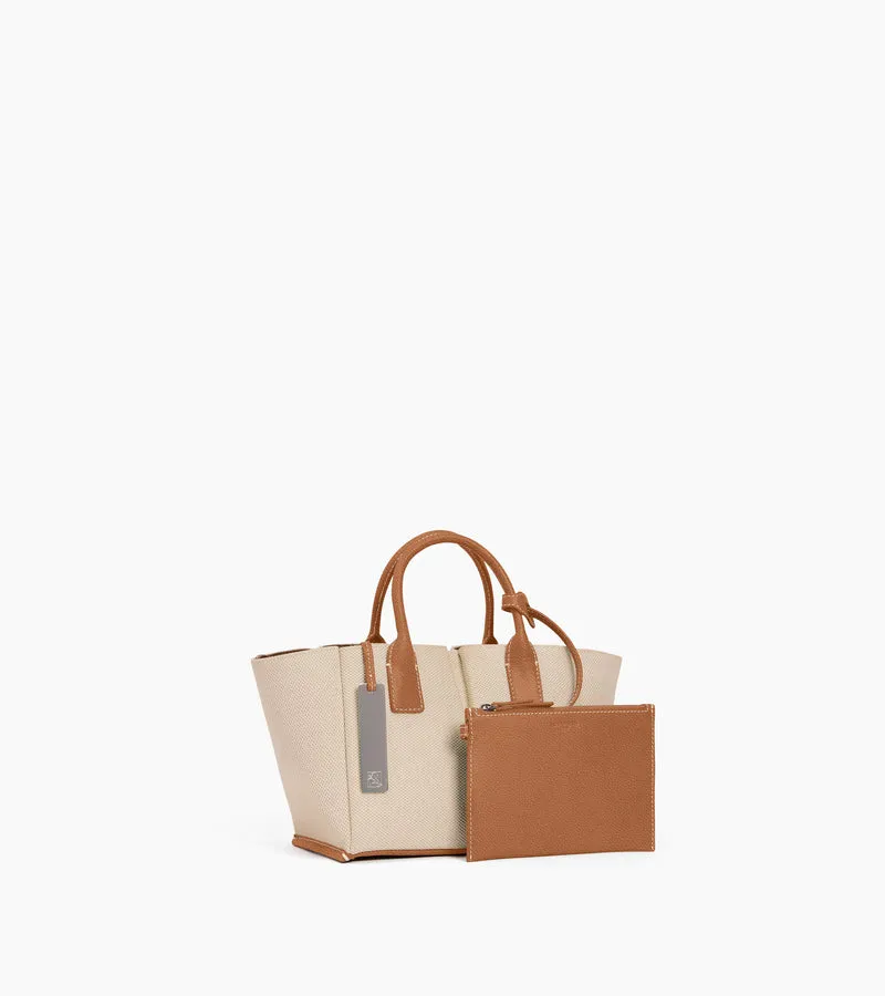 Petit sac à main Elena en toile coton et cuir grainé