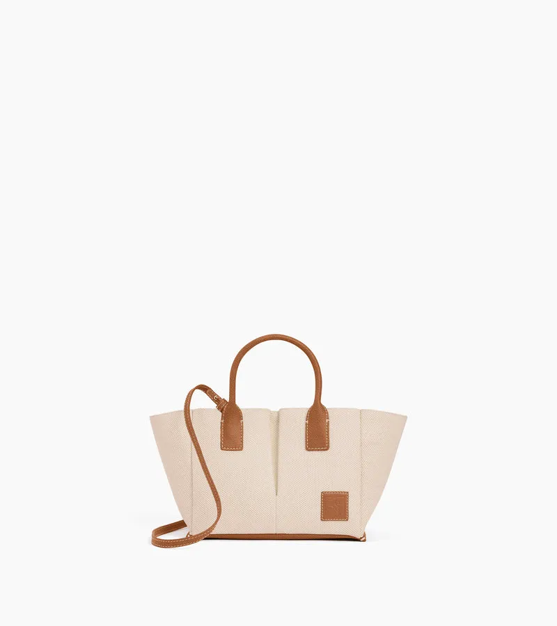 Petit sac à main Elena en toile coton et cuir grainé