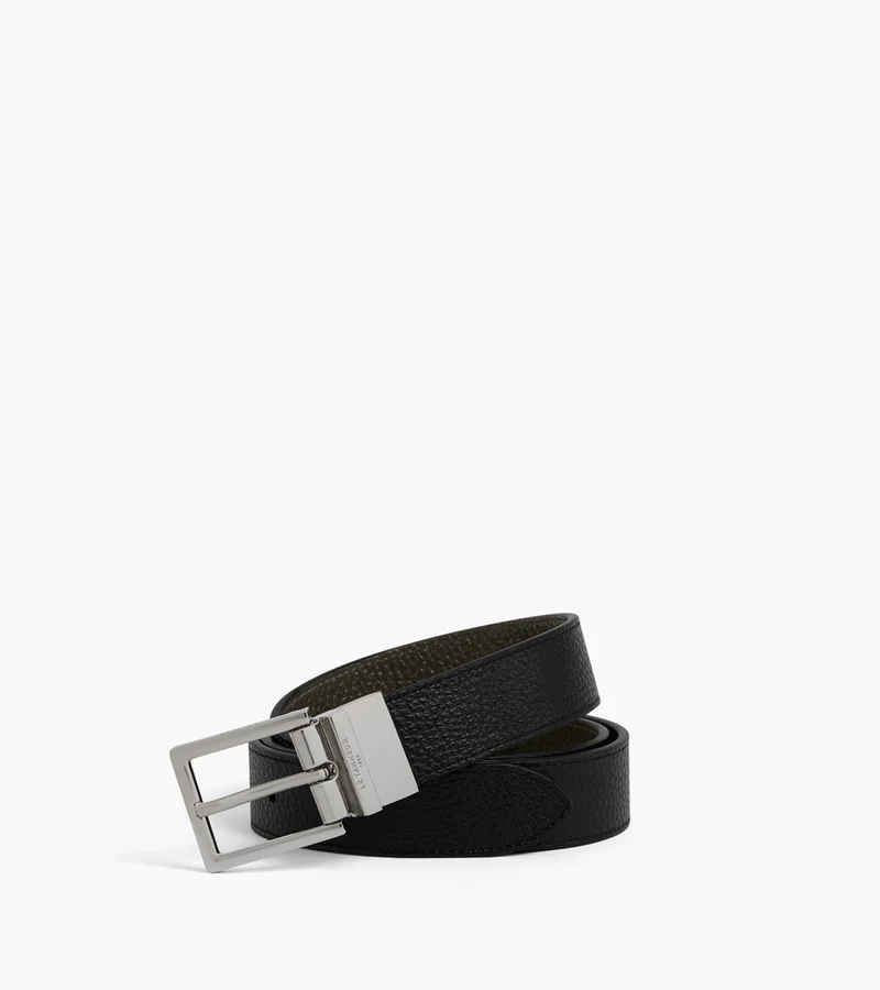 Ceinture réversible homme avec boucle rectangle en cuir grainé
