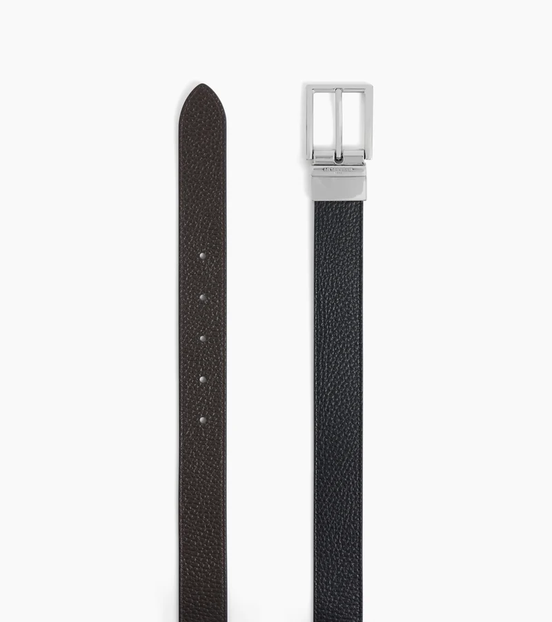 Ceinture réversible homme avec boucle rectangle en cuir grainé
