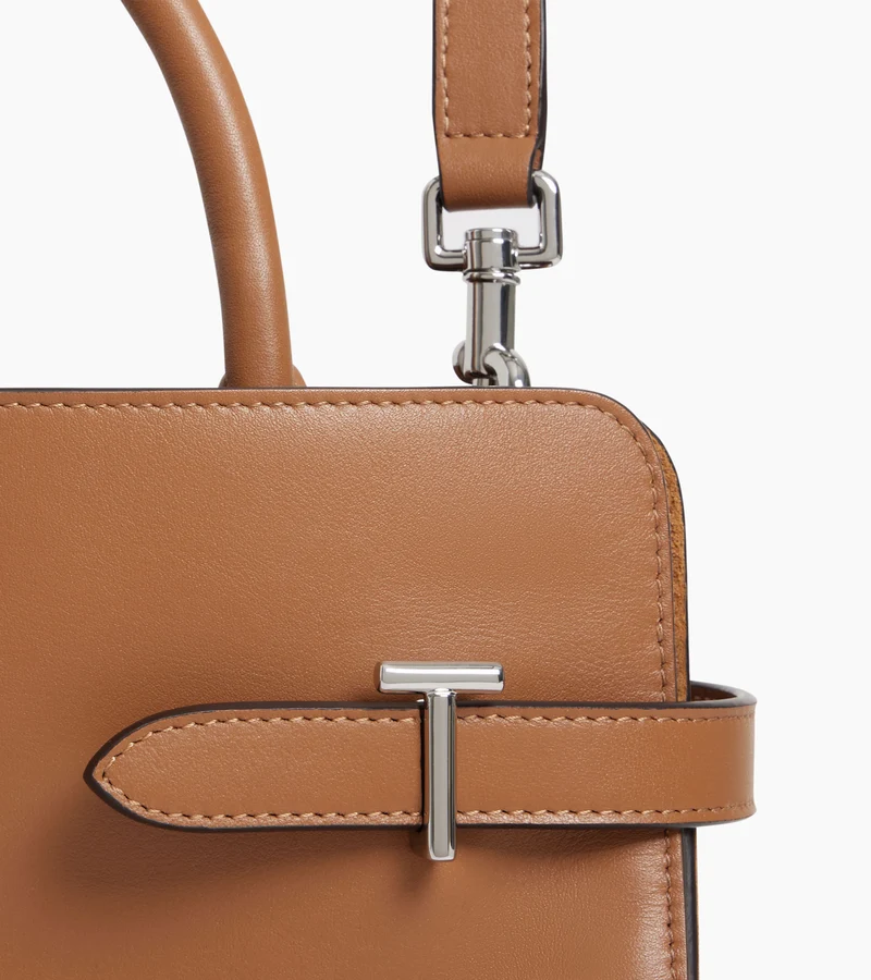 Sac à main moyen modèle Emie en cuir lisse et refente de velours