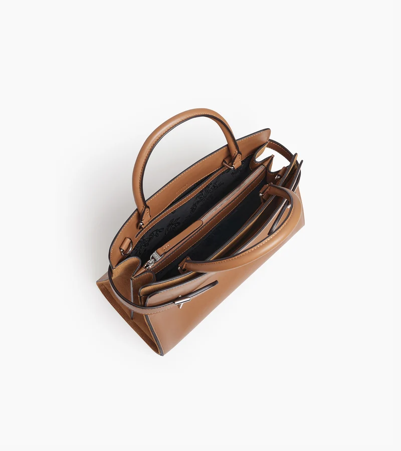 Sac à main moyen modèle Emie en cuir lisse et refente de velours