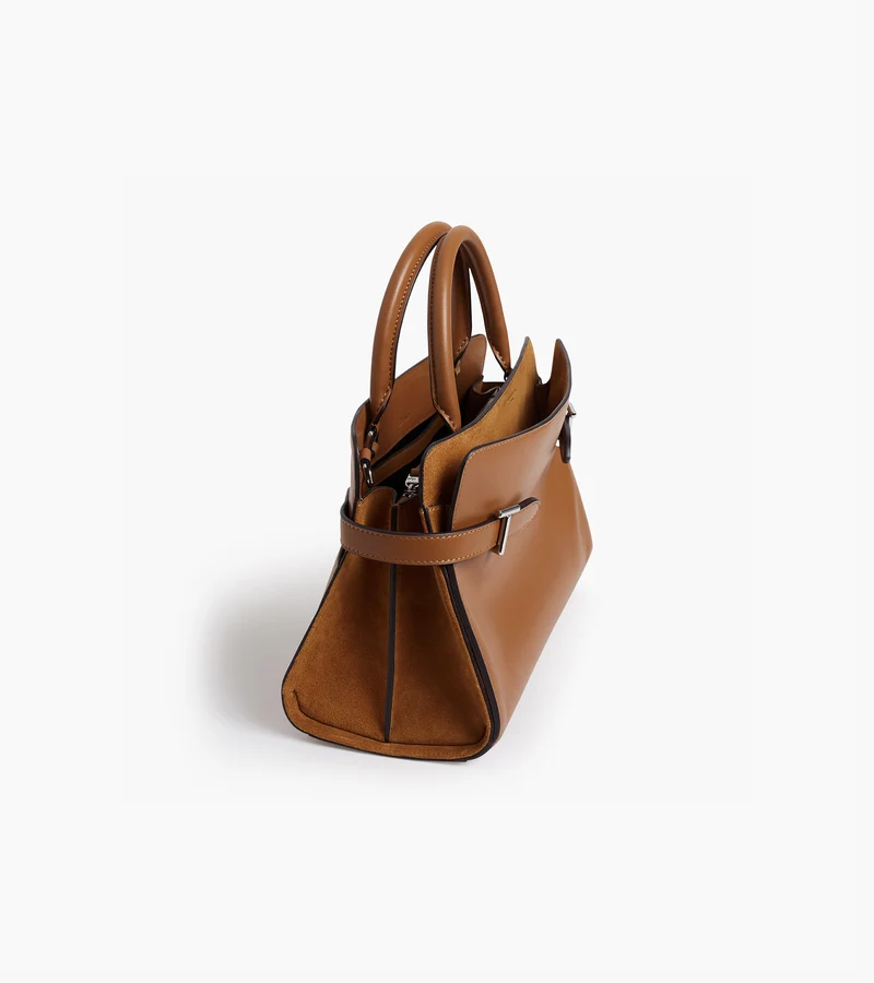 Sac à main moyen modèle Emie en cuir lisse et refente de velours