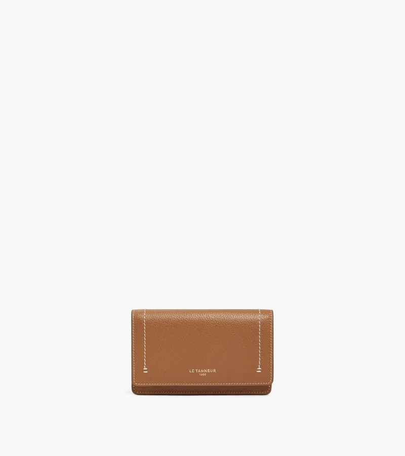 Porte cartes à rabat moyen modèle Louison en cuir grainé