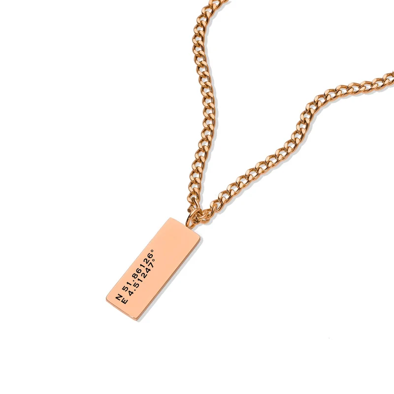 Rectangle tag necklace rosé gold