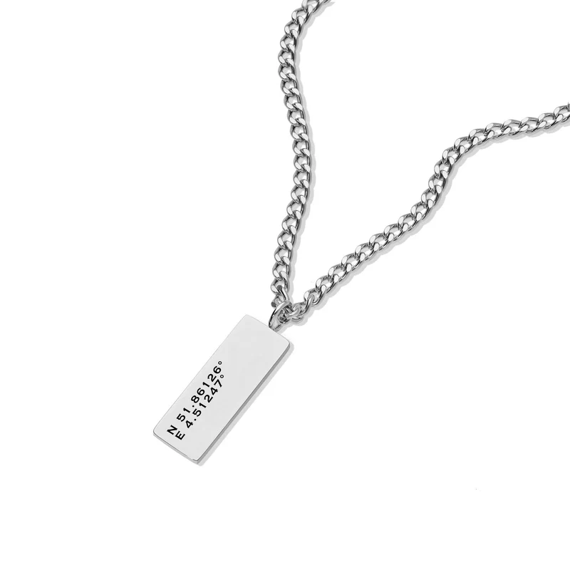 Rectangle tag necklace silver