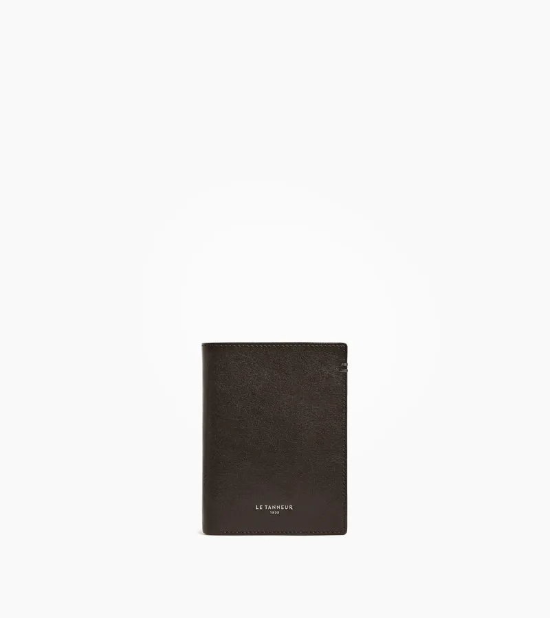 Portefeuille vertical zippé Lucien en cuir huilé