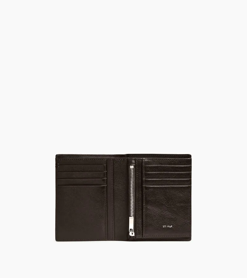Portefeuille vertical zippé Lucien en cuir huilé