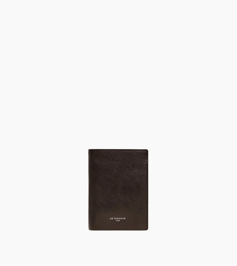 Portefeuille vertical moyen modèle zippé 2 volets Lucien en cuir huilé