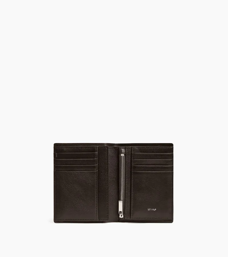 Portefeuille vertical moyen modèle zippé 2 volets Lucien en cuir huilé