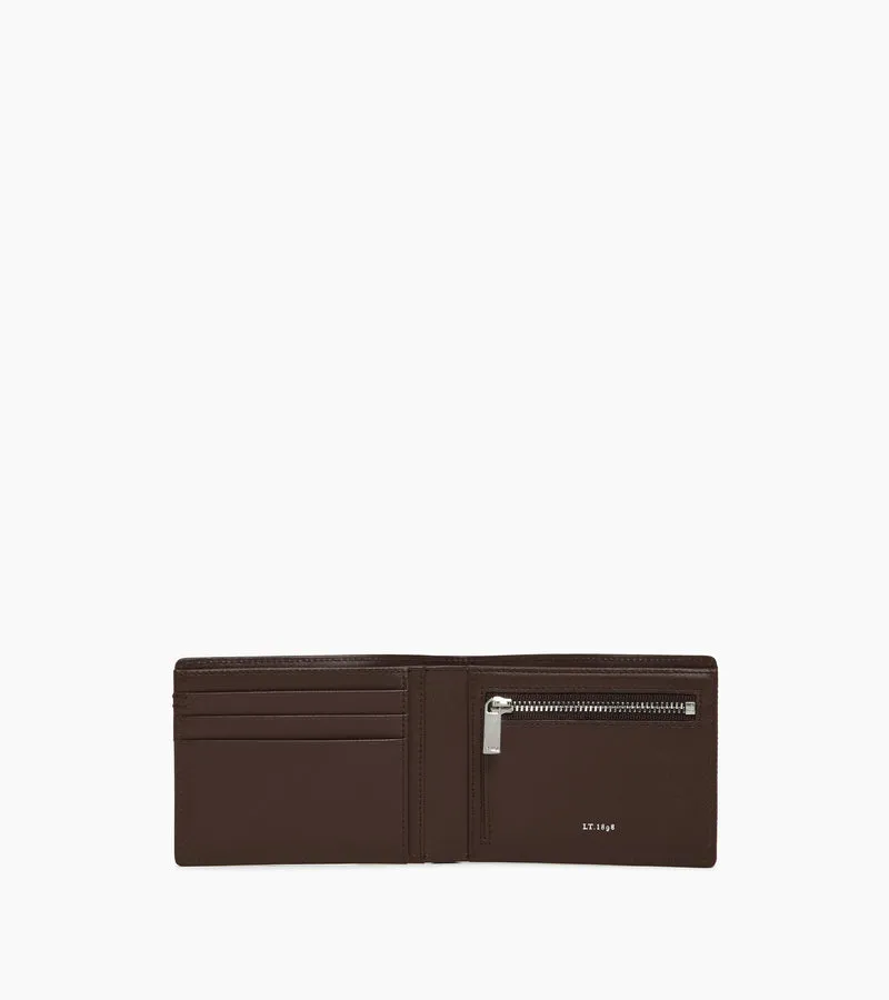 Portefeuille zippé horizontal Lucien en cuir signature T