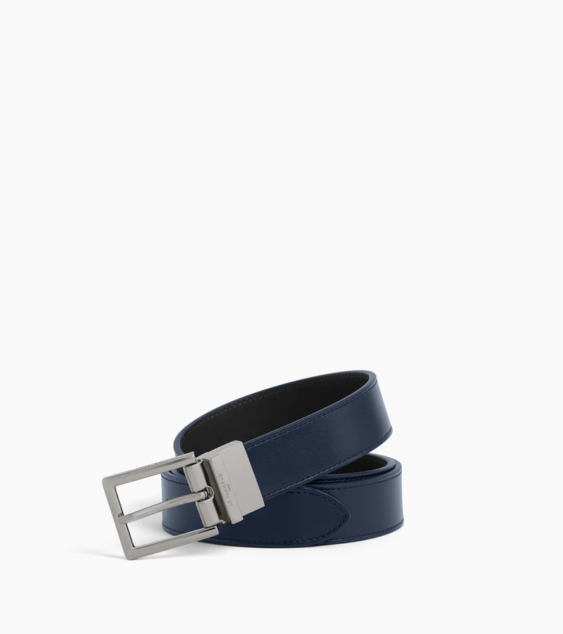 Ceinture réversible homme avec boucle rectangle en cuir lisse